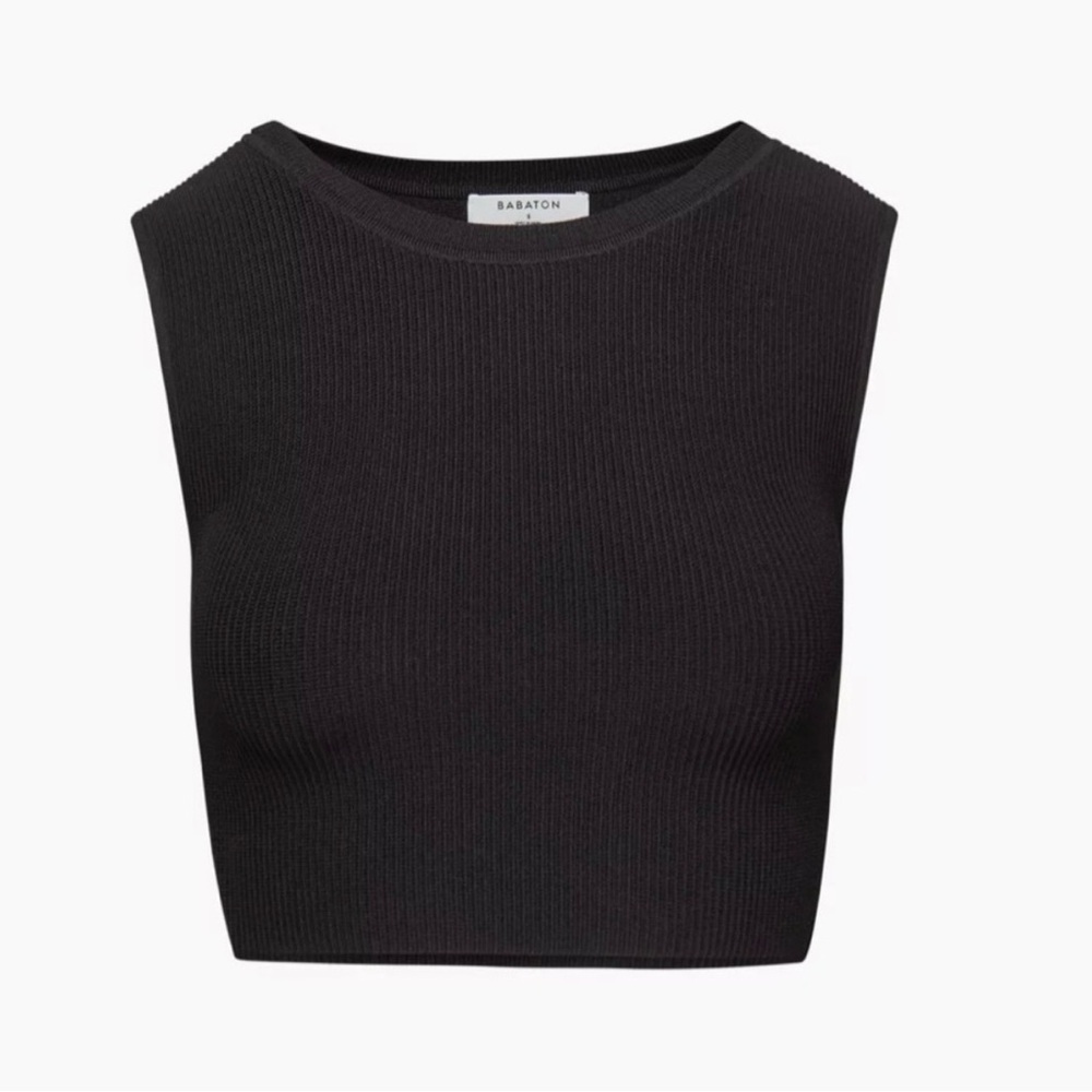 Babaton Sculpt Knit Muscle Cropped Tank Aritzia XS Black